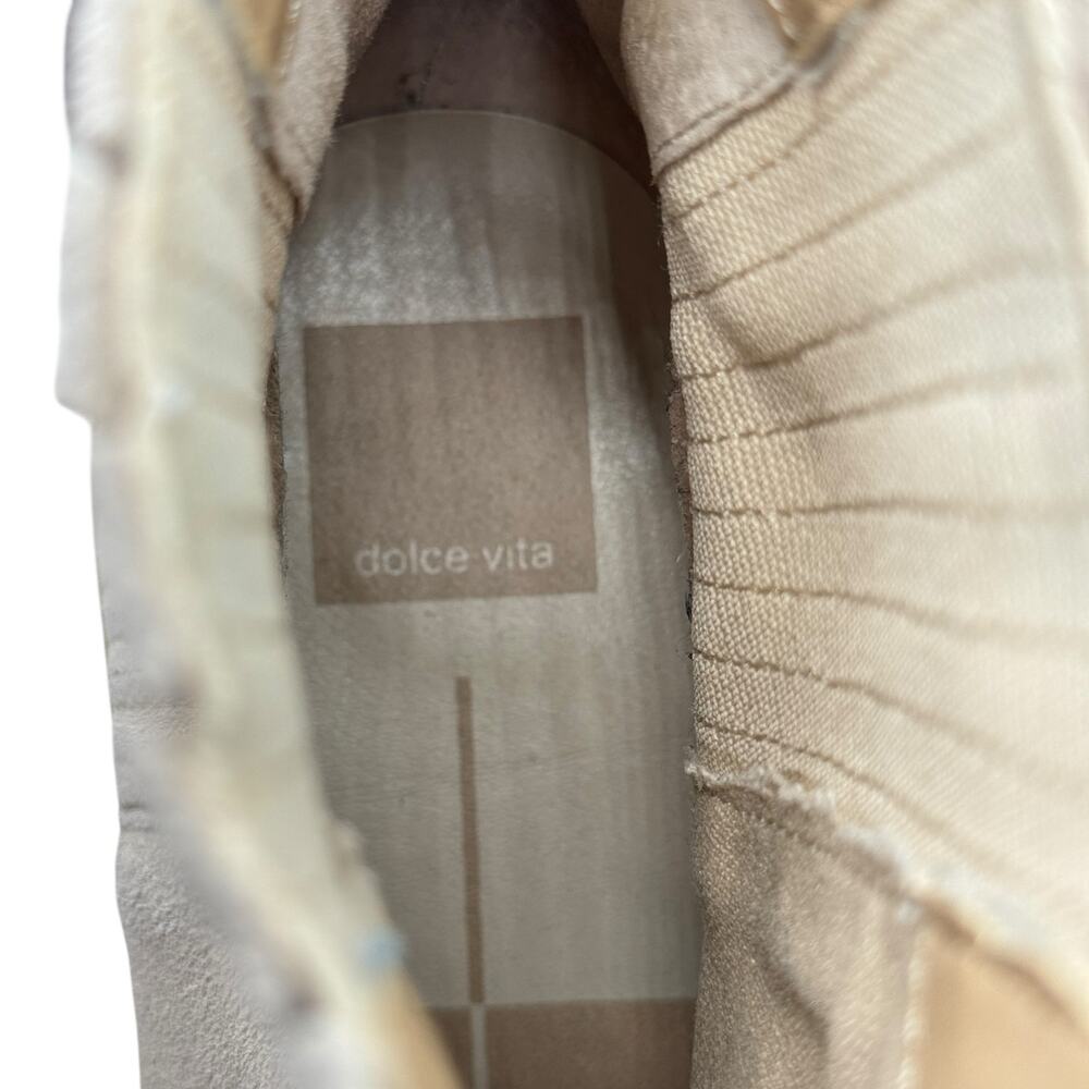 Dolce Vita Celia Chunky Leather Suede Boots Women SZ 11 Beige Chic Fall Western - Picture 10 of 10